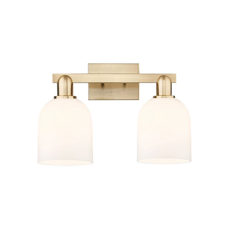 Innovations Bella 17in 2-Light Bath Vanity Light | Industrial Champagne Bronze Steel and White Glass | Bathroom Vanity | 16.5 | Model 716-2W-CB-G558-6GWH