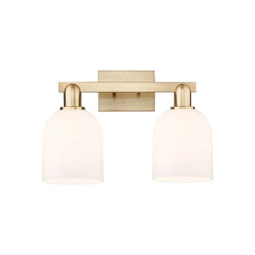 Innovations Bella 17in 2-Light Bath Vanity Light | Industrial Champagne Bronze Steel and White Glass | Bathroom Vanity | 16.5 | Model 716-2W-CB-G558-6GWH