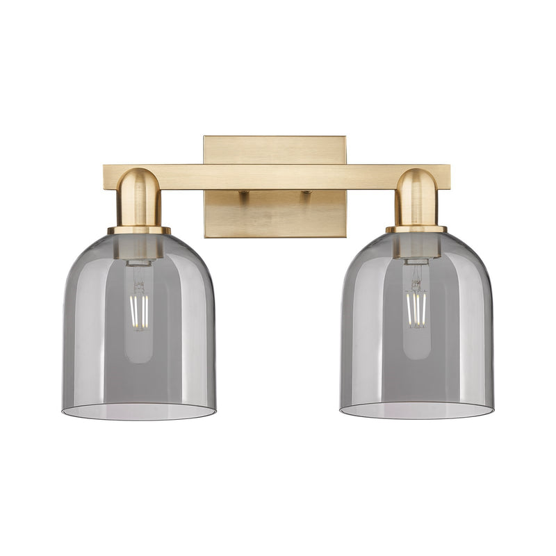 Innovations Bella 17in 2-Light Bath Vanity Light | Industrial Champagne Bronze Steel and Light Smoke Glass | Entryway & Hallway | Model 716-2W-CB-G558-6SM