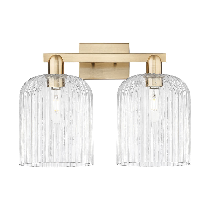 Innovations Bridal Veil 19in 2-Light Bath Vanity Light | Industrial Champagne Bronze Steel and Clear Ribbed Glass | Bathroom | Model 716-2W-CB-G559-8CL