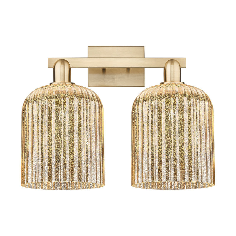Innovations Bridal Veil 19in 2-Light Bath Vanity Light | Industrial Champagne Bronze Steel and Mercury Ribbed Glass | Bathroom | Model 716-2W-CB-G559-8ME