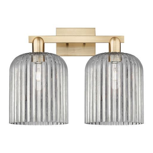 Innovations Bridal Veil 19in 2-Light Bath Vanity Light | Industrial Champagne Bronze Steel and Light Smoke Ribbed Glass | Model 716-2W-CB-G559-8SM