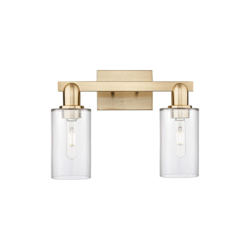 Innovations Clymer 15in 2-Light Bath Vanity Light | Industrial Champagne Bronze Steel and Clear Glass | Bathroom Vanity & Powder | Model 716-2W-CB-G802