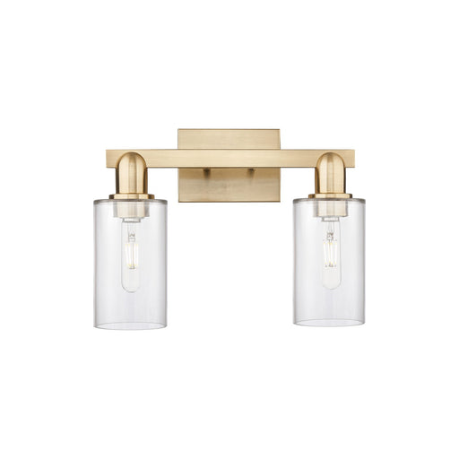 Innovations Clymer 15in 2-Light Bath Vanity Light | Industrial Champagne Bronze Steel and Clear Glass | Bathroom Vanity & Powder | Model 716-2W-CB-G802