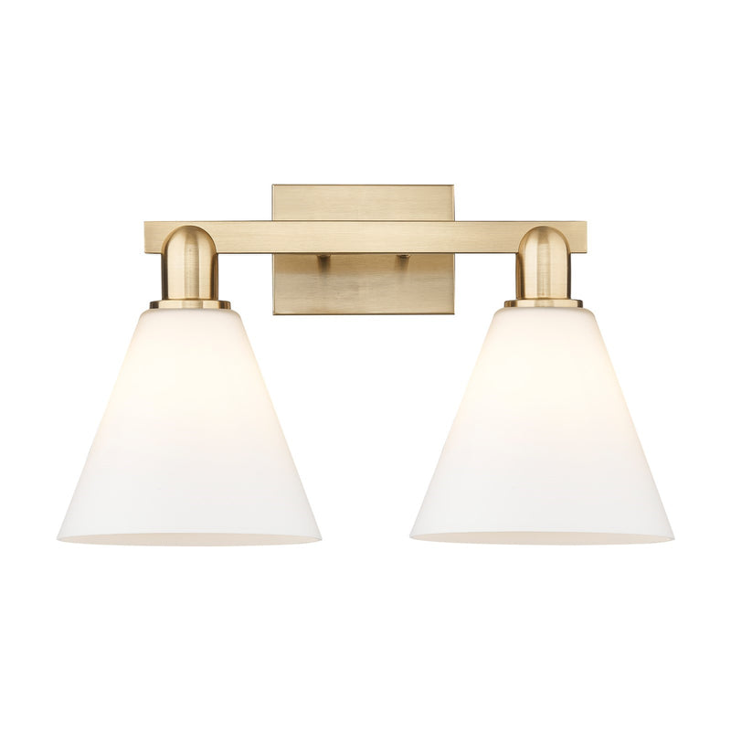 Innovations Berkshire Glass 19in 2-Light Bath Vanity Light | Industrial Champagne Bronze Steel and Cast Brass with Matte White | Model 716-2W-CB-GBC-81