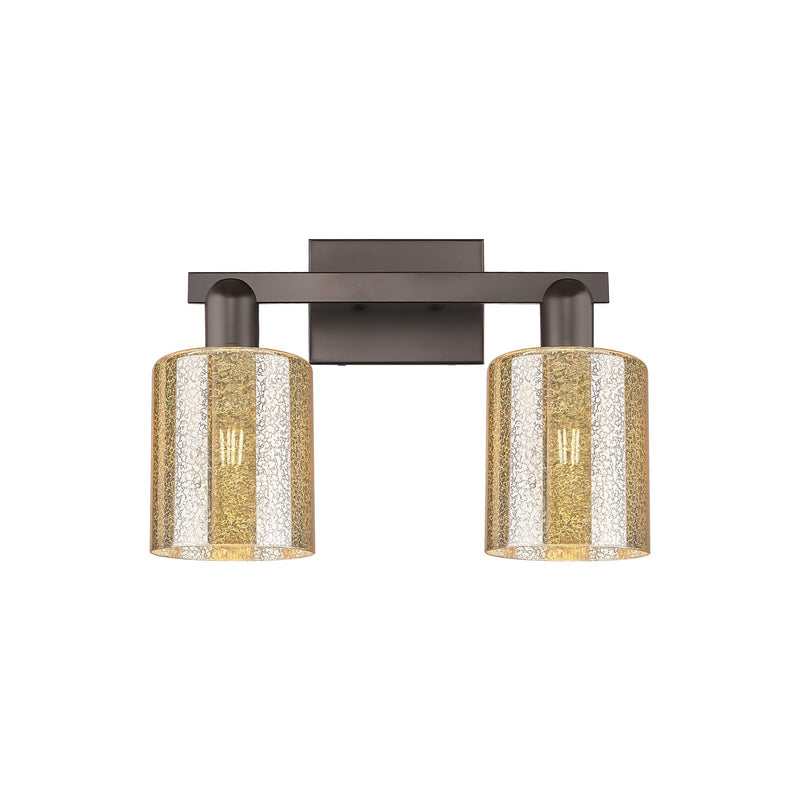 Innovations Cobbleskill 16in 2-Light Bath Vanity Light | Industrial Oil Rubbed Bronze Steel and Mercury Glass | Bathroom Vanity | Model 716-2W-OB-G116