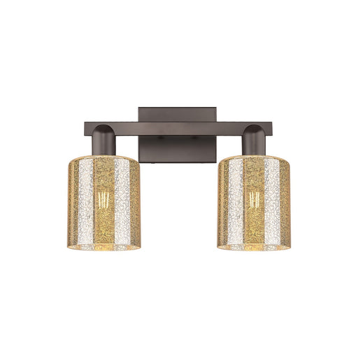 Innovations Cobbleskill 16in 2-Light Bath Vanity Light | Industrial Oil Rubbed Bronze Steel and Mercury Glass | Bathroom Vanity | Model 716-2W-OB-G116