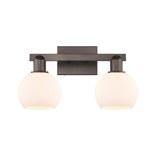 Innovations Athens 2-Light 17in Bath Vanity | Industrial Oil Rubbed Bronze Steel and Matte White Glass | Bathroom Vanity Light | Model 716-2W-OB-G121-6