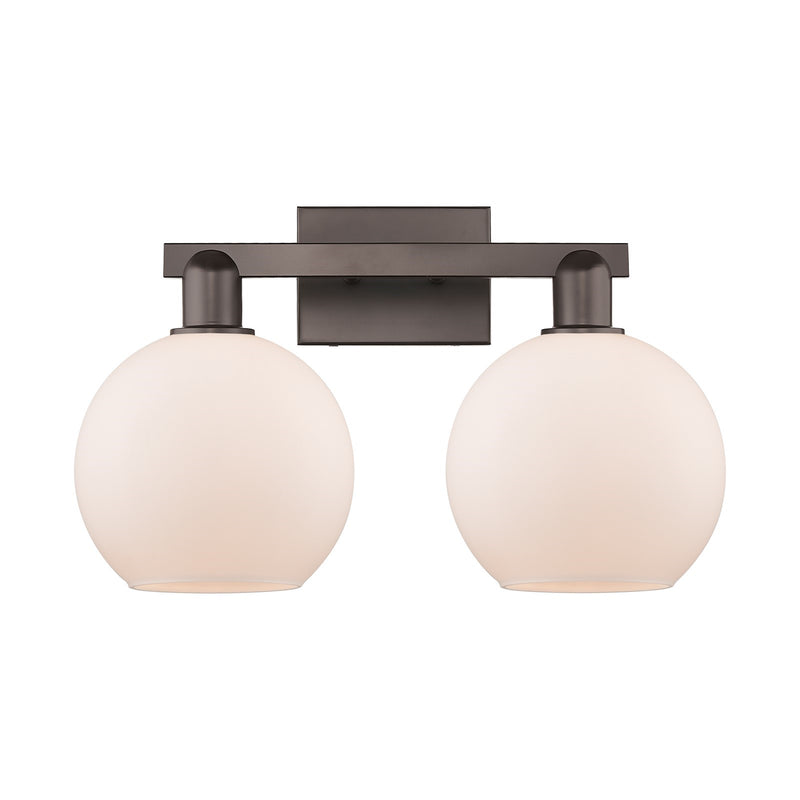 Innovations Athens 19in 2-Light Vanity Light | Industrial Oil Rubbed Bronze Steel and Matte White Glass | Bathroom Vanity | 19 x | Model 716-2W-OB-G121-8