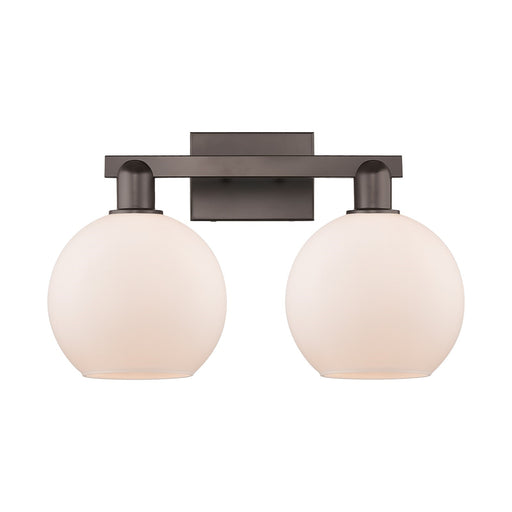Innovations Athens 19in 2-Light Vanity Light | Industrial Oil Rubbed Bronze Steel and Matte White Glass | Bathroom Vanity | 19 x | Model 716-2W-OB-G121-8