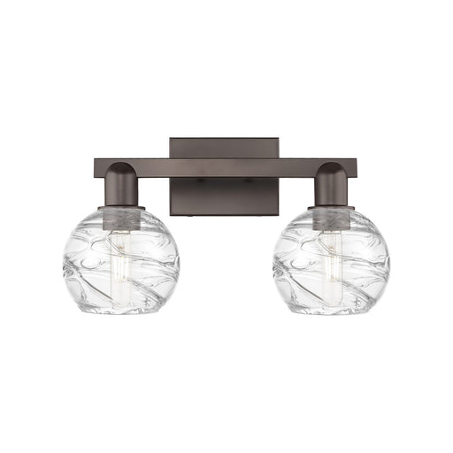 Innovations Athens Deco Swirl 16.88in 2-Light Bath Vanity Light | Industrial Oil Rubbed Bronze Steel and Clear Deco Swirl | Model 716-2W-OB-G1213-6CL