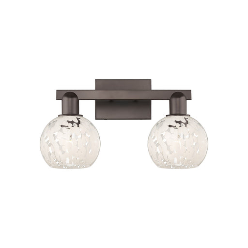 Innovations White Mouchette 17in 2-Light Bath Vanity | Industrial Oil Rubbed Bronze Steel and White Glass | Bathroom Vanity & | Model 716-2W-OB-G1216-6WM