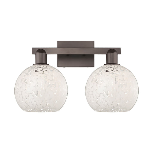 Innovations White Mouchette 19in 2-Light Bath Vanity | Industrial Oil Rubbed Bronze Steel and White Glass | Bathroom & Powder | Model 716-2W-OB-G1216-8WM