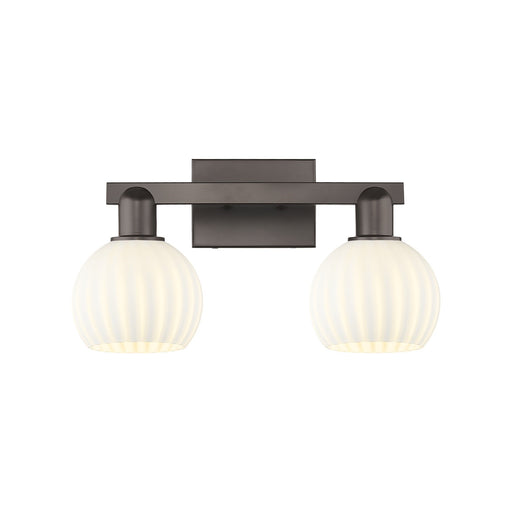 Innovations Lighting White Venetian 17in 2-Light Bath Vanity | Industrial Oil Rubbed Bronze and White Venetian Glass | Model 716-2W-OB-G1217-6WV