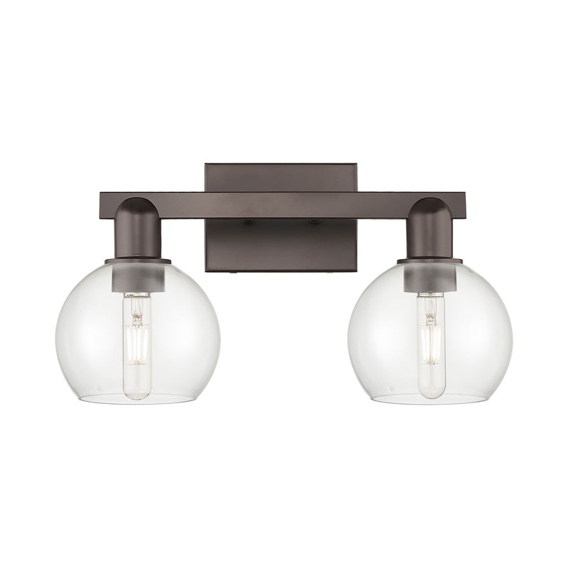 Innovations Athens 17in 2-Light Bath Vanity | Industrial Oil Rubbed Bronze Steel and Clear Glass | Bathroom Vanity Light | 16.88 | Model 716-2W-OB-G122-6