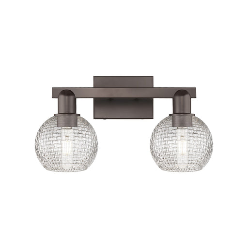 Innovations Athens 17in 2-Light Bath Vanity Light | Industrial Oil Rubbed Bronze Steel and Clear Basket Weave Glass | Bathroom | Model 716-2W-OB-G122C-6CL