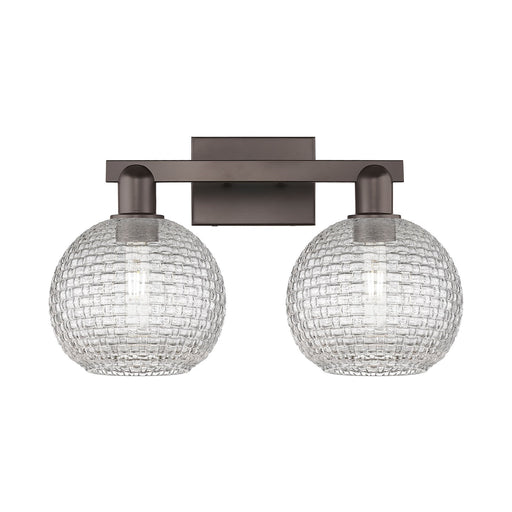 Innovations Athens 19in 2-Light Bath Vanity Light | Industrial Oil Rubbed Bronze Steel and Clear Basket Weave Glass | Bathroom | Model 716-2W-OB-G122C-8CL