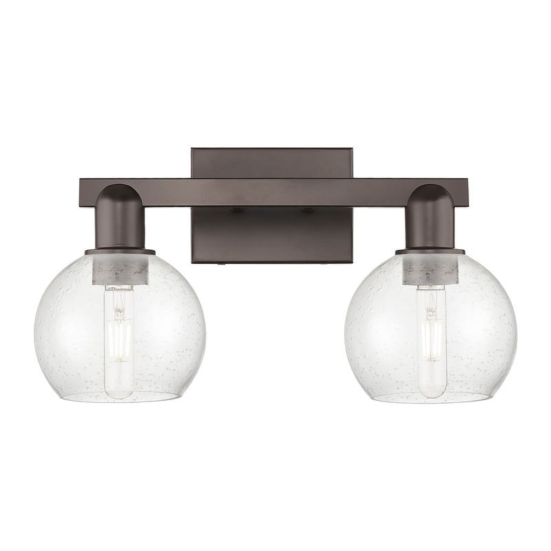 Innovations Athens 17in 2-Light Bath Vanity | Industrial Oil Rubbed Bronze Steel and Seedy Glass | Bathroom Vanity Light | 16.88 | Model 716-2W-OB-G124-6