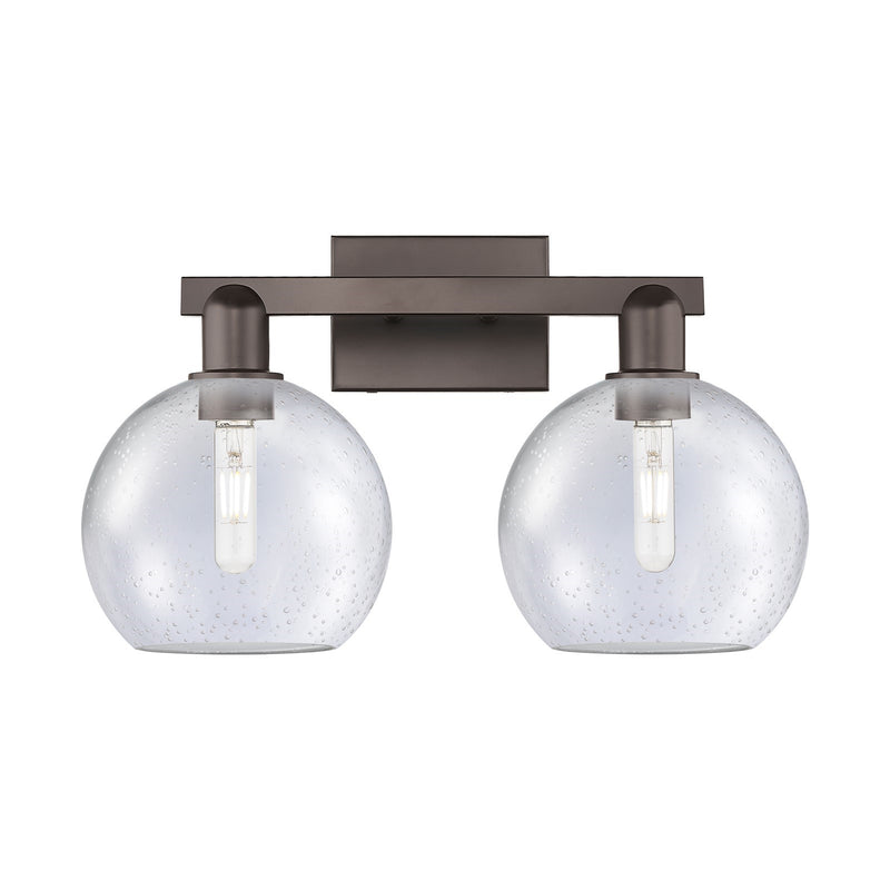 Innovations Athens 19in 2-Light Bathroom Vanity Light | Industrial Oil Rubbed Bronze Steel and Seedy Glass | Bathroom Vanity & | Model 716-2W-OB-G124-8