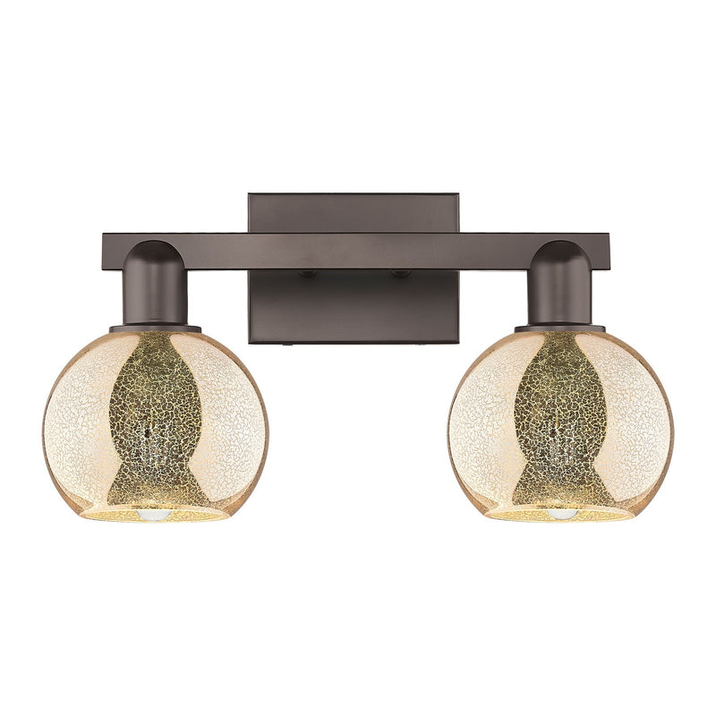 Innovations Athens 17in 2-Light Bath Vanity | Industrial Oil Rubbed Bronze Steel and Mercury Glass | Bathroom Vanity & Powder | Model 716-2W-OB-G128-6