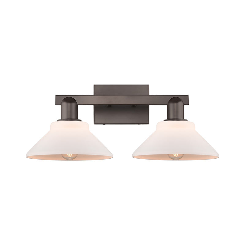 Innovations Orwell 19in 2-Light Bath Vanity Light | Industrial Oil Rubbed Bronze and Matte White Glass | Bathroom Vanity | 19.38 x | Model 716-2W-OB-G131