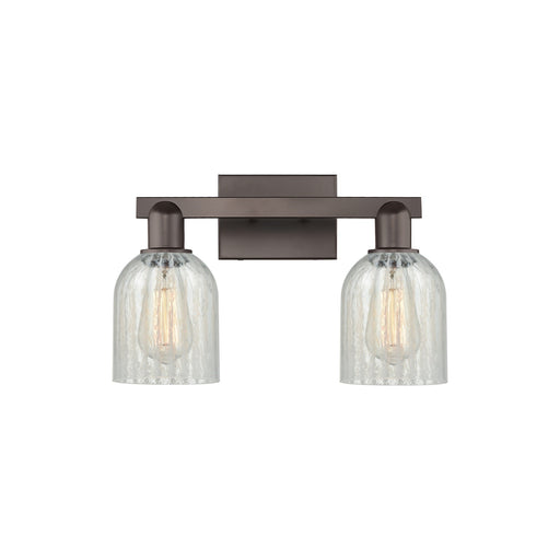 Innovations Caledonia 16in 2-Light Bath Vanity Light | Industrial Oil Rubbed Bronze Steel and Mouchette Glass | Bathroom Vanity | Model 716-2W-OB-G2511