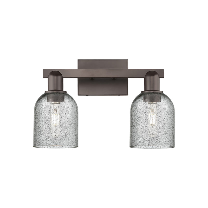 Innovations Caledonia 16in 2-Light Bath Vanity Light | Industrial Oil Rubbed Bronze and Charcoal Glass | Bathroom Vanity | 16 x | Model 716-2W-OB-G257