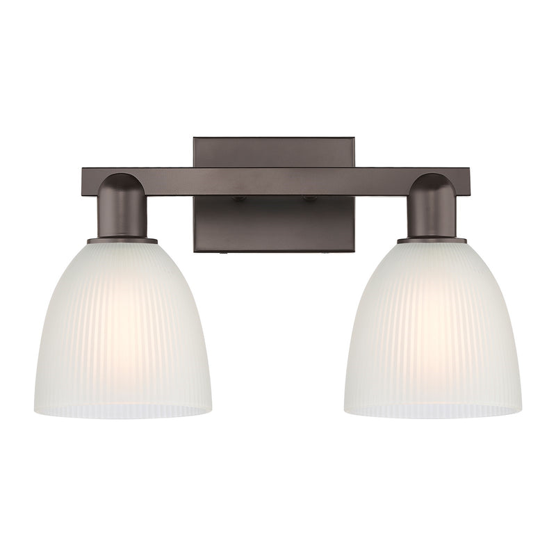 Innovations Castile 17in 2-Light Bath Vanity Light | Industrial Oil Rubbed Bronze Steel and White Glass | Bathroom Vanity | 17 x | Model 716-2W-OB-G381