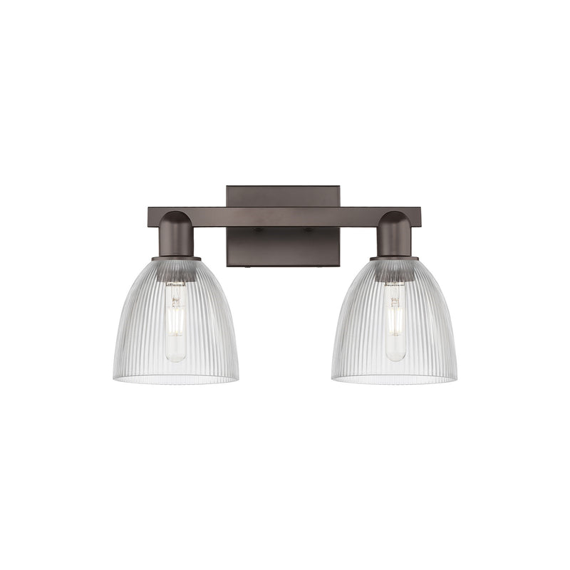 Innovations Castile 17in 2-Light Bath Vanity Light | Industrial Oil Rubbed Bronze Steel and Clear Glass | Bathroom Vanity | 17 x | Model 716-2W-OB-G382