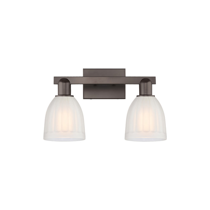 Innovations Brookfield 17in 2-Light Bath Vanity Light | Industrial Oil Rubbed Bronze and White Frosted Ribbed Glass | Bathroom | Model 716-2W-OB-G441