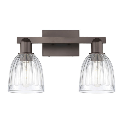 Innovations Brookfield 17in 2-Light Bath Vanity Light | Industrial Oil Rubbed Bronze Steel and Clear Ribbed Glass | Bathroom Vanity | Model 716-2W-OB-G442