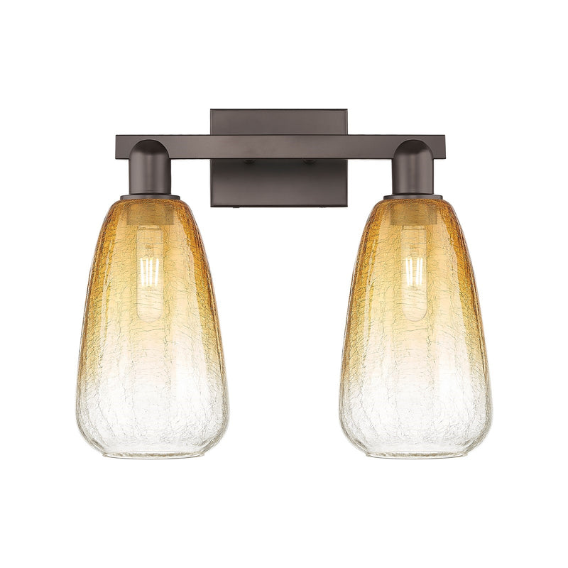 Innovations Brookhaven Almond 17in 2-Light Bath Vanity Light | Industrial Oil Rubbed Bronze and Amber Glass | Bathroom Vanity | Model 716-2W-OB-G480-6AM