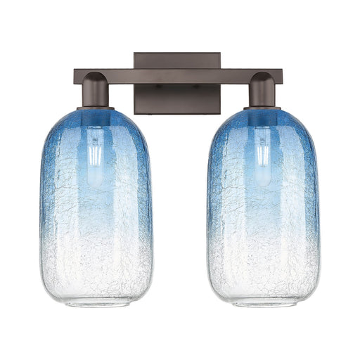 Innovations Brookhaven Cloche 18in 2-Light Bath Vanity | Industrial Oil Rubbed Bronze Steel and Sapphire Blue Glass | Bathroom | Model 716-2W-OB-G482-7SB