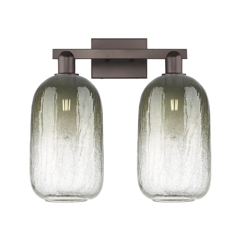 Innovations Brookhaven Cloche 18in 2-Light Bath Vanity | Industrial Oil Rubbed Bronze Steel and Slate Glass | Bathroom & Powder | Model 716-2W-OB-G482-7SL