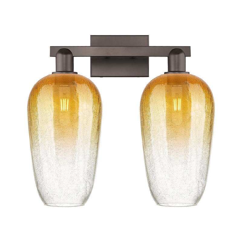 Innovations Brookhaven Flute 18in 2-Light Bath Vanity | Industrial Oil Rubbed Bronze Steel and Amber Glass | Bathroom Vanity | Model 716-2W-OB-G484-7AM