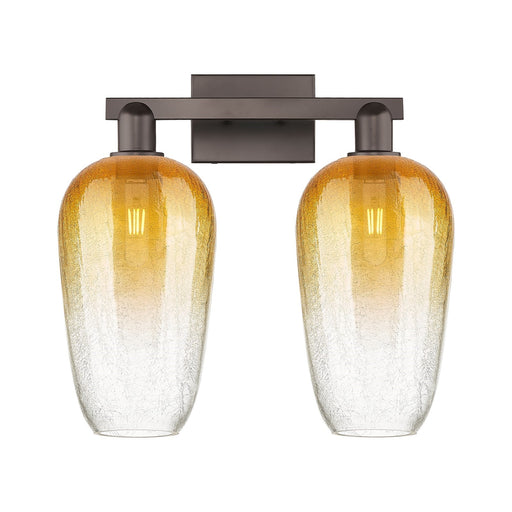 Innovations Brookhaven Flute 18in 2-Light Bath Vanity | Industrial Oil Rubbed Bronze Steel and Amber Glass | Bathroom Vanity | Model 716-2W-OB-G484-7AM