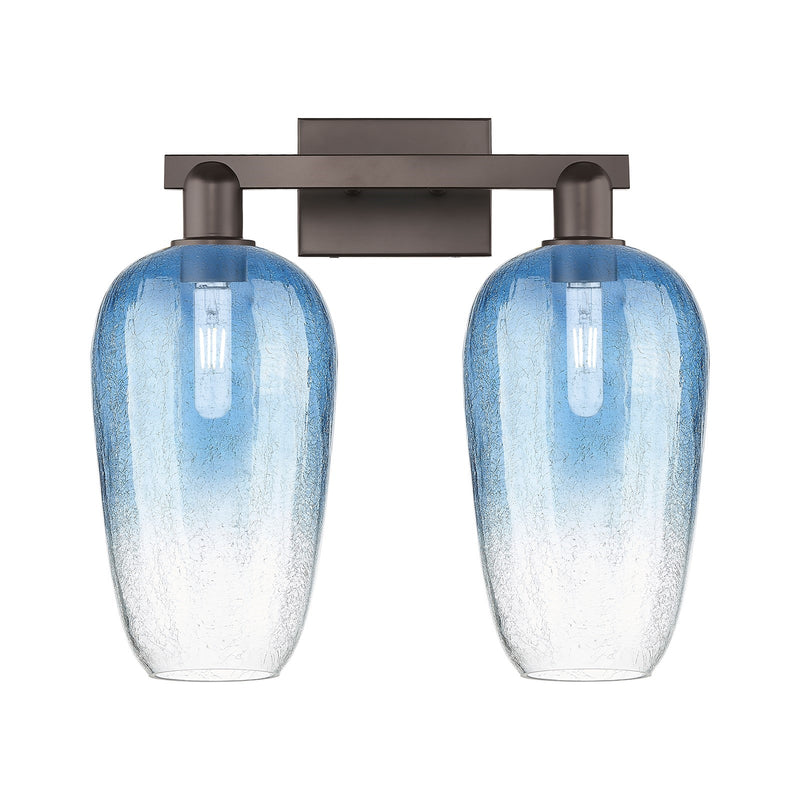 Innovations Brookhaven Flute 18in 2-Light Bath Vanity | Industrial Oil Rubbed Bronze and Sapphire Blue Glass | Bathroom Vanity | Model 716-2W-OB-G484-7SB