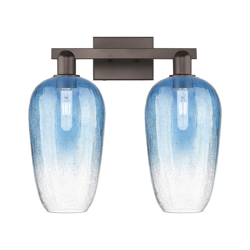 Innovations Brookhaven Flute 18in 2-Light Bath Vanity | Industrial Oil Rubbed Bronze and Sapphire Blue Glass | Bathroom Vanity | Model 716-2W-OB-G484-7SB