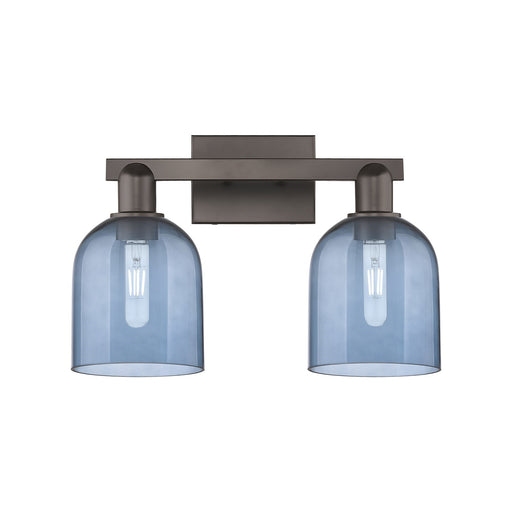 Innovations Bella 17in 2-Light Bath Vanity Light | Industrial Oil Rubbed Bronze Steel and Blue Glass | Bathroom Vanity | 16.5 x | Model 716-2W-OB-G558-6BL