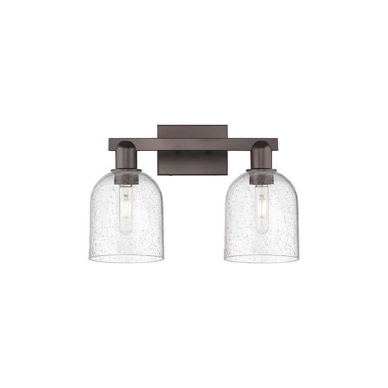 Innovations Bella 17in 2-Light Bath Vanity | Industrial Oil Rubbed Bronze Steel and Seedy Glass | Bathroom Vanity Light | 16.5 | Model 716-2W-OB-G558-6SDY