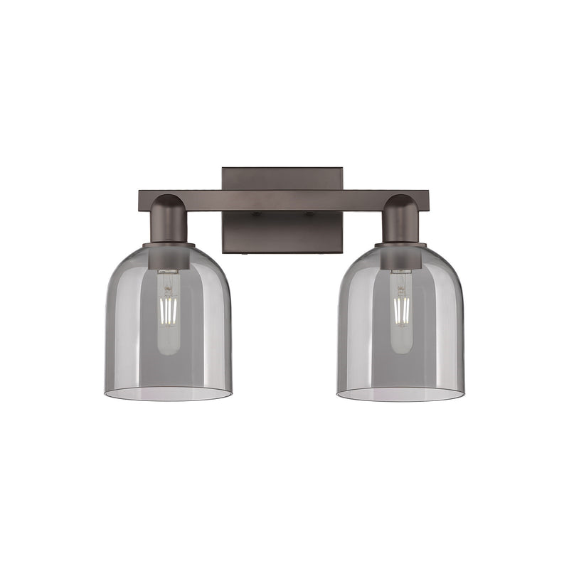 Innovations Bella 17in 2-Light Bath Vanity Light | Industrial Oil Rubbed Bronze and Light Smoke Glass | Bathroom Vanity | 16.5 | Model 716-2W-OB-G558-6SM