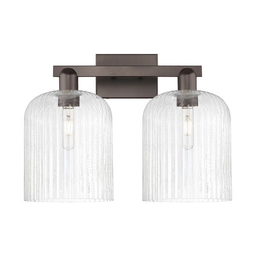 Innovations Bridal Veil 19in 2-Light Bath Vanity | Industrial Oil Rubbed Bronze Steel and Seedy Ribbed Glass | Bathroom Vanity | Model 716-2W-OB-G559-8SDY