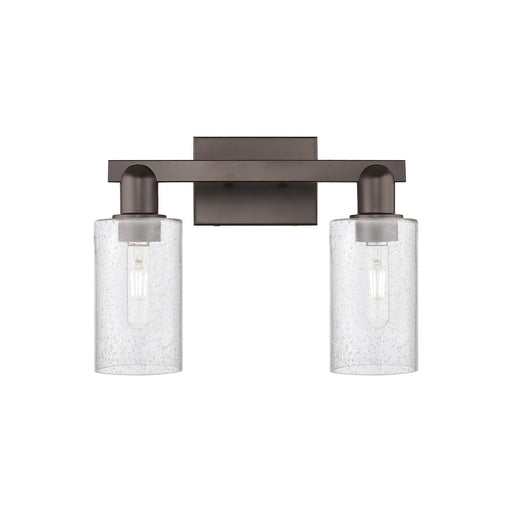 Innovations Clymer 15in 2-Light Bath Vanity Light | Industrial Oil Rubbed Bronze Steel and Seedy Glass | Bathroom Vanity | 14.88 x | Model 716-2W-OB-G804
