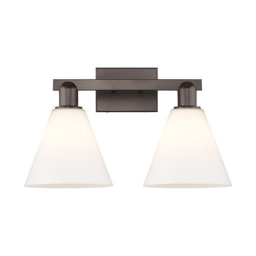 Innovations Berkshire Glass 19in 2-Light Bath Vanity | Industrial Oil Rubbed Bronze and Matte White Glass | Bathroom Vanity Light | Model 716-2W-OB-GBC-81