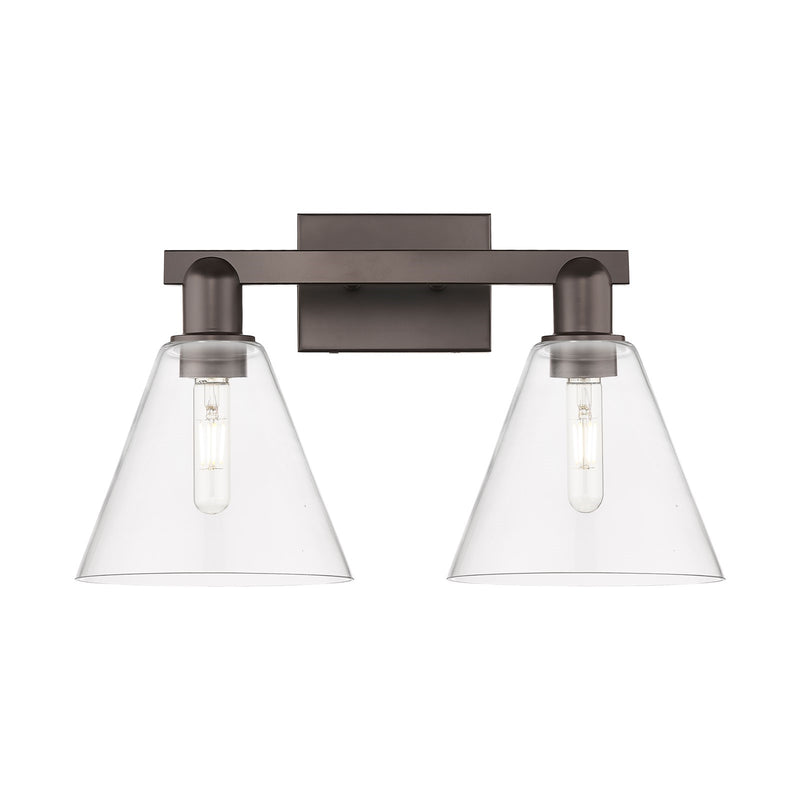 Innovations Berkshire Glass 19in 2-Light Bath Vanity | Industrial Oil Rubbed Bronze Steel and Clear Glass | Bathroom Vanity | 19 | Model 716-2W-OB-GBC-82