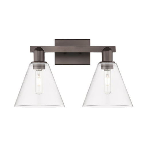Innovations Berkshire Glass 19in 2-Light Bath Vanity | Industrial Oil Rubbed Bronze Steel and Clear Glass | Bathroom Vanity | 19 | Model 716-2W-OB-GBC-82