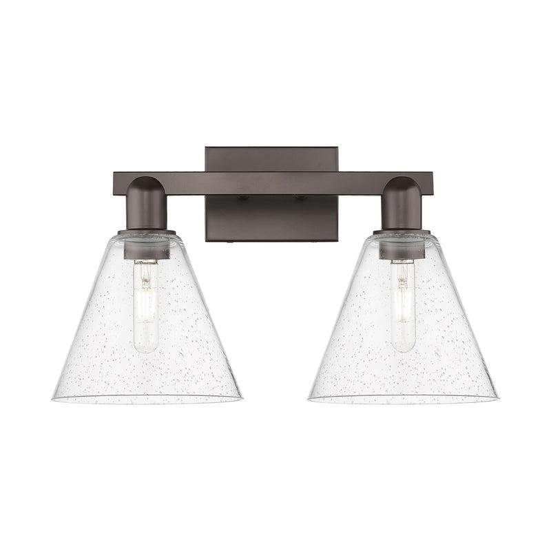Innovations Berkshire Glass 19in 2-Light Bath Vanity | Industrial Oil Rubbed Bronze Steel and Seedy Glass | Bathroom Vanity & | Model 716-2W-OB-GBC-84