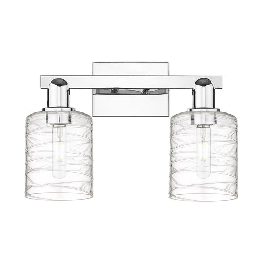 Innovations Cobbleskill 16in 2-Light Bath Vanity | Industrial Polished Chrome and Deco Swirl Glass | Bathroom Vanity Light | 16 x | Model 716-2W-PC-G1113