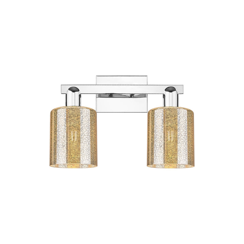 Innovations Cobbleskill 16in 2-Light Bath Vanity | Industrial Polished Chrome and Mercury Glass | Bathroom & Powder Room | 16 x | Model 716-2W-PC-G116