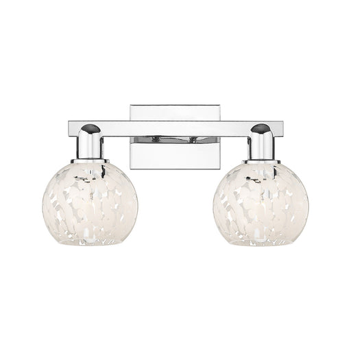 Innovations Lighting White Mouchette 17in 2-Light Bath Vanity Light | Industrial Polished Chrome and White Glass | Bathroom & | Model 716-2W-PC-G1216-6WM